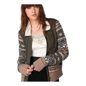 Free People We The Free Fairisle Bomber Jacket Large